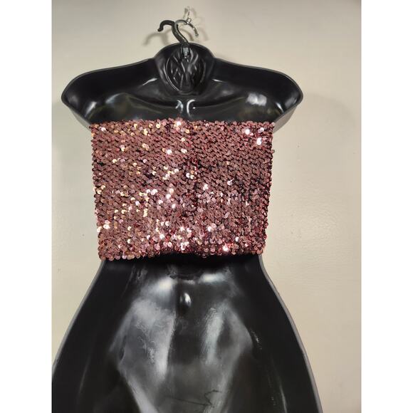 PINK by VICTORIA'S SECRET Sequin Tube Top Womens XS Bling Bandeau Glam Party - Picture 9 of 10